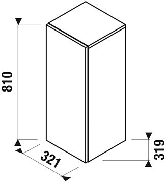 JIKA MIO-N nízka skrinka 32,1x31,9x81 cm, 1 dvierka, Push-open, jaseň H43J7111303421 Technický nákres