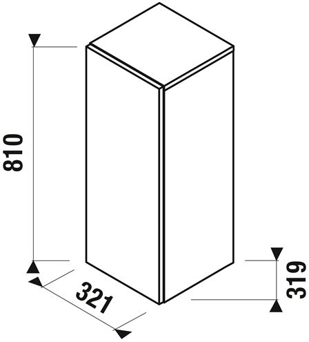 JIKA MIO-N nízka skrinka 32,1x31,9x81 cm, 1 dvierka, Push-open, jaseň H43J7111303421 Technický nákres