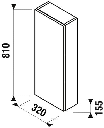 JIKA MIO skrinka 32,1x15,5x81 cm, 1 dvierka, Push-open, jaseň H43J7141303421 Technický nákres
