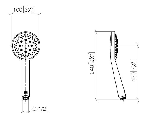 DORNBRACHT ručná sprcha 100 mm, 3 prúdy, chróm 28 018 979-00 Technický nákres