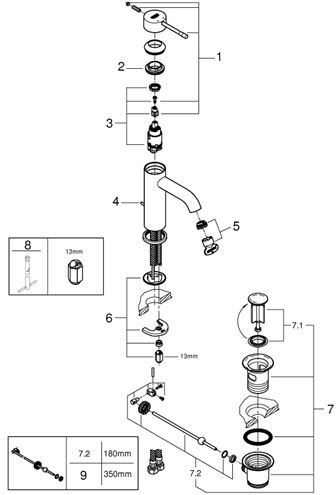 GROHE ESSENCE NEW umývadlová stojanková batéria, s odtokovou súpravou, chróm 24171001 Obrázek - fotka