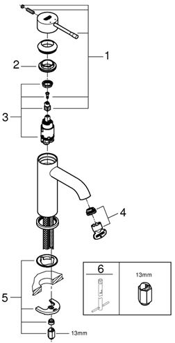 GROHE ESSENCE NEW umývadlová stojanková batéria, chróm 24172001 Obrázek - fotka