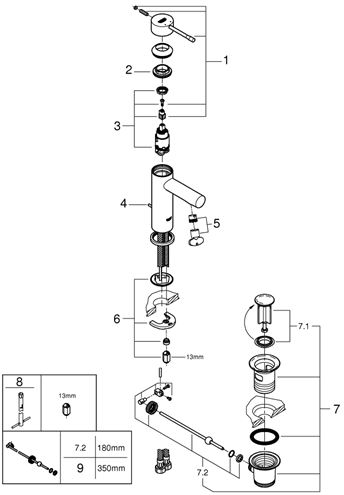 GROHE ESSENCE NEW umývadlová stojanková batéria, s odtokovou súpravou, chróm 24175001 Obrázek - fotka