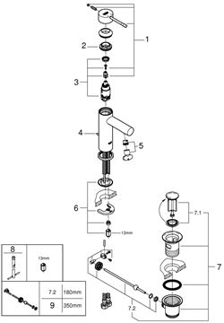 GROHE ESSENCE NEW umývadlová stojanková batéria, s odtokovou súpravou, chróm 24175001 Obrázek - fotka