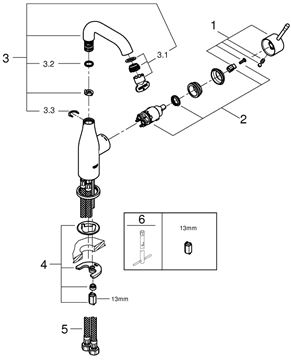 GROHE ESSENCE NEW umývadlová stojanková batéria, chróm 24176001 Obrázek - fotka