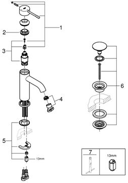 GROHE ESSENCE NEW umývadlová stojanková batéria, s odtokovou súpravou, studený štart, chróm 24179001 Obrázek - fotka