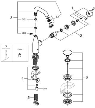 GROHE ESSENCE NEW umývadlová stojanková batéria, s odtokovou súpravou, chróm 24181001 Obrázek - fotka