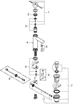 GROHE ESSENCE NEW umývadlová stojanková batéria, s odtokovou súpravou, studený štart, chróm 24183001 Obrázek - fotka
