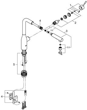GROHE ESSENCE NEW drezová batéria, s vyťahovacou sprškou, brúsený hard graphite 30504AL0 Obrázek - fotka