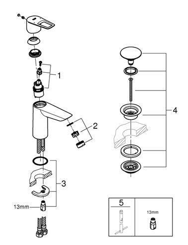 GROHE BAULOOP umývadlová stojanková batéria, s odtokovou súpravou, chróm 23886001 Obrázek - fotka