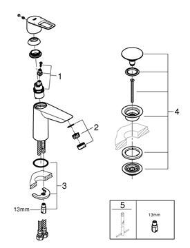 GROHE BAULOOP umývadlová stojanková batéria, s odtokovou súpravou, chróm 23886001 Obrázek - fotka