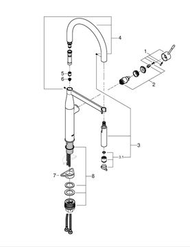GROHE ESSENCE NEW drezová batéria, s flexi ramienkom a sprškou, chróm / čierna 30503000 Obrázek - fotka