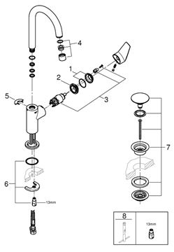 GROHE BAUEDGE umývadlová stojanková batéria, s odtokovou súpravou, chróm 23911001 Obrázek - fotka