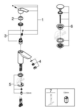 GROHE EUROSMART umývadlová stojanková batéria, s odtokovou súpravou, Water Saving, chróm 23922003 Obrázek - fotka