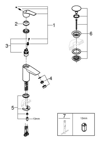 GROHE EUROSMART umývadlová stojanková batéria, s odtokovou súpravou, Water Saving, chróm 23922003 Obrázek - fotka