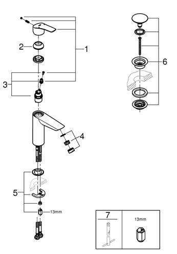 GROHE EUROSMART umývadlová stojanková batéria, s odtokovou súpravou, chróm 23923003 Obrázek - fotka