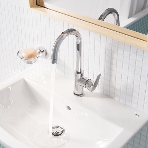GROHE BAUEDGE umývadlová stojanková batéria, s odtokovou súpravou, chróm 23760001 Obrázek - fotka