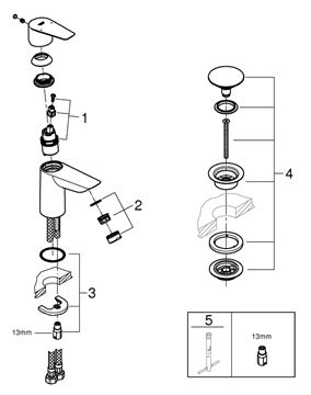 GROHE BAUEDGE umývadlová stojanková batéria, s odtokovou súpravou, chróm 23896001 Obrázek - fotka