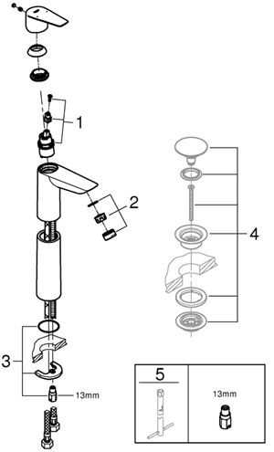 GROHE BAUEDGE umývadlová stojanková batéria, chróm 23761001 Obrázek - fotka