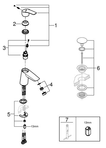 GROHE EUROSMART umývadlová stojanková batéria, chróm 23967003 Obrázek - fotka