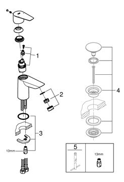 GROHE BAUEDGE umývadlová stojanková batéria, chróm 23330001 Obrázek - fotka
