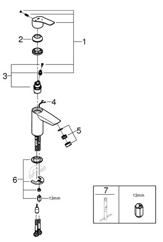 GROHE EUROSMART umývadlová stojanková batéria, studený štart, chróm 23372003 Obrázek - fotka