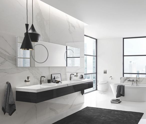 GROHE ESSENCE NEW umývadlová stojanková batéria, s odtokovou súpravou, brúsený hard graphite 24173AL1 Obrázek - fotka