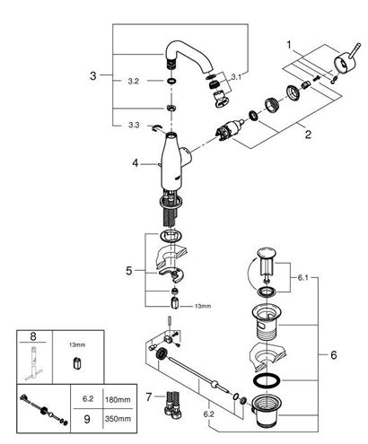 GROHE ESSENCE NEW umývadlová stojanková batéria, s odtokovou súpravou, hard graphite 24173A01 Obrázek - fotka