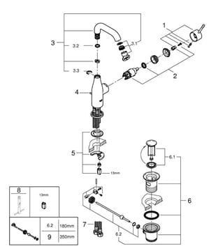 GROHE ESSENCE NEW umývadlová stojanková batéria, s odtokovou súpravou, hard graphite 24173A01 Obrázek - fotka