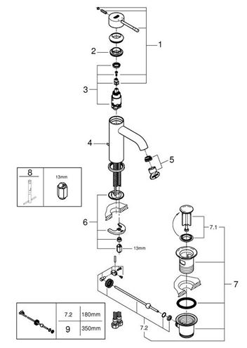GROHE ESSENCE NEW umývadlová stojanková batéria, s odtokovou súpravou, brúsený hard graphite 24171AL1 Obrázek - fotka