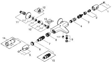 GROHE GROHTHERM 1000 vaňová nástenná termostatická batéria, s prepínačom, chróm 34816003 Obrázek - fotka