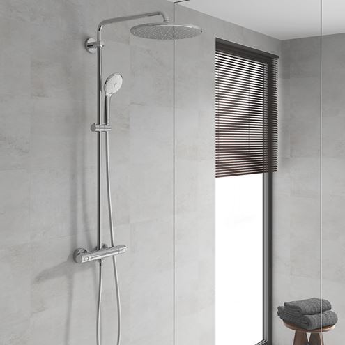 GROHE EUPHORIA SYSTEM 310 sprchový set s termostatickou batériou, horná sprcha, ručná sprcha s 3 prúdmi, tyč, hadica, chróm 26723000 Obrázek - fotka