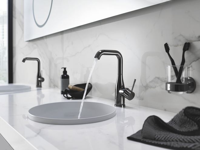 GROHE ESSENCE NEW umývadlová stojanková batéria, s odtokovou súpravou, hard graphite 24174A01 Obrázek - fotka