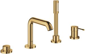 GROHE ESSENCE NEW batéria na okraj vane, 4-otvorová, s prepínačom, so sprchovou súpravou, cool sunrise