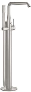 GROHE ESSENCE NEW vaňová batéria na podlahu, s prepínačom, so sprchovou súpravou, supersteel
