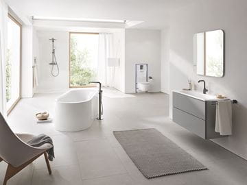 GROHE ESSENCE NEW vaňová batéria na podlahu, s prepínačom, so sprchovou súpravou, hard graphite 25248A01 Obrázek - fotka