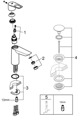 GROHE BAULOOP umývadlová stojanková batéria, chróm 23917001 Obrázek - fotka