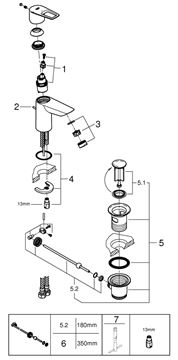 GROHE BAULOOP umývadlová stojanková batéria, s odtokovou súpravou, chróm 22054001 Obrázek - fotka