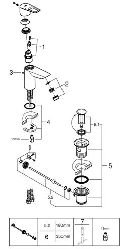 GROHE BAULOOP umývadlová stojanková batéria, s odtokovou súpravou, chróm 23877001 Obrázek - fotka
