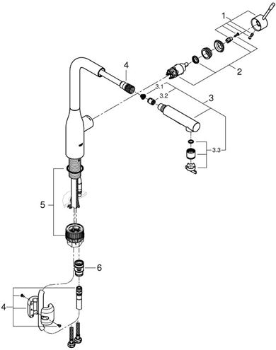 GROHE ESSENCE NEW drezová batéria, s vyťahovacou sprškou, hard graphite 30504A00 Obrázek - fotka