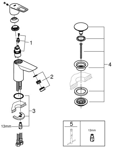 GROHE BAULOOP umývadlová stojanková batéria, s odtokovou súpravou, chróm 23879001 Obrázek - fotka
