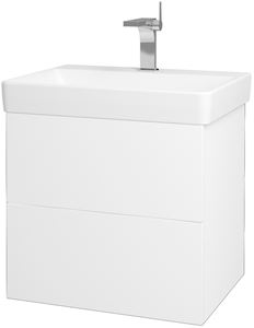 DŘEVOJAS VARIANTE SZZ2 60 skrinka pod umývadlo 56x44x52 cm, 2 zásuvky, Push-open, biela lesk/biela vysoký lesk