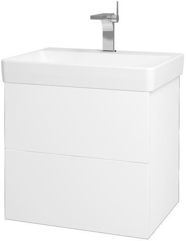 DŘEVOJAS VARIANTE SZZ2 60 skrinka pod umývadlo 56x44x52 cm, 2 zásuvky, Push-open, biela lesk/biela vysoký lesk 163075-T31 Obrázek - Hlavní obrázek