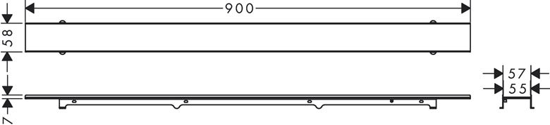 HANSGROHE 800 RAINDRAIN ROCK vrchná sada sprchového žľabu, skracovateľný, na položenie dlažby 56031000 Technický nákres