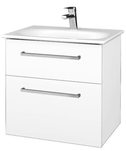 DŘEVOJAS PROJECT SZZ2 80 skrinka pod umývadlo 79x44,8x56 cm, 2 zásuvky, úchytka chróm lesk, biela lesk/biela vysoký lesk 416522-T04 Obrázek - Hlavní obrázek