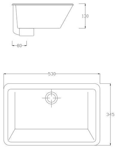 ARTCERAM GEA umývadlo 53 cm, s prepadom GEL001 01,00 Technický nákres