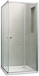 CONCEPT 100 sprchový kút 90x90 cm, rohový vstup, posuvné dvere, strieborná matná/sklo číre