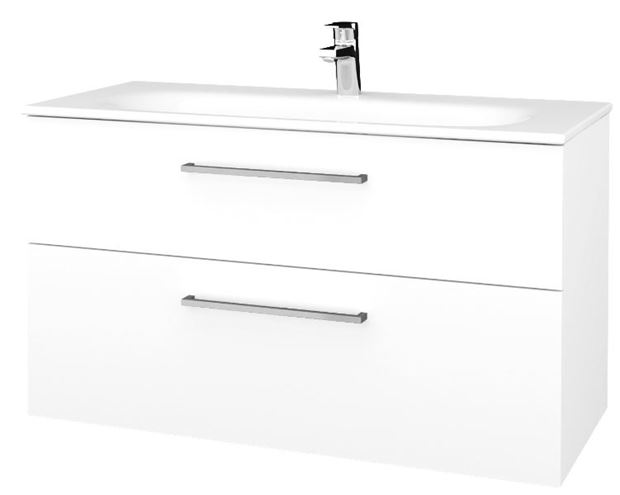DŘEVOJAS PROJECT SZZ2 100 skrinka pod umývadlo 99x44,8x56 cm, 2 zásuvky, úchytka chróm lesk, biela lesk/biela vysoký lesk 416553-T04 Obrázek - Hlavní obrázek