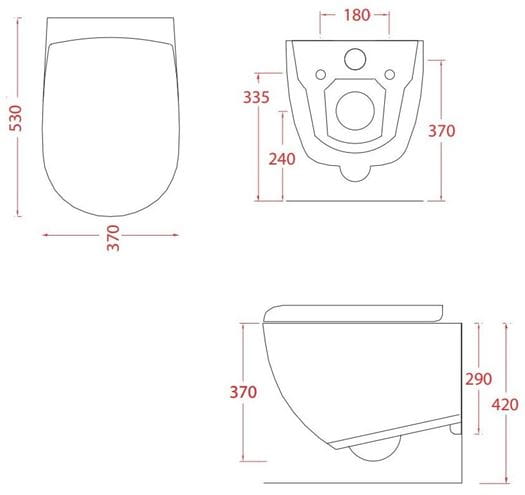 ARTCERAM FILE 2.0 závesné WC, Rimless splachovanie FLV004 01,30 Technický nákres