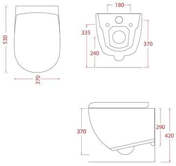 ARTCERAM FILE 2.0 závesné WC, Rimless splachovanie FLV004 01,30 Technický nákres